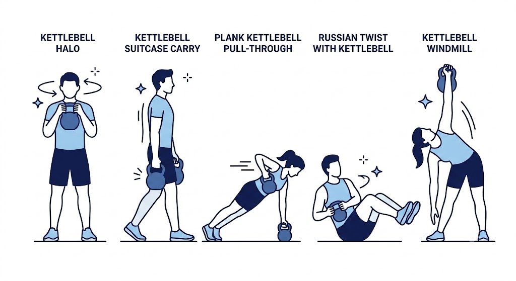kettlebell core workout for beginners 5 exercises