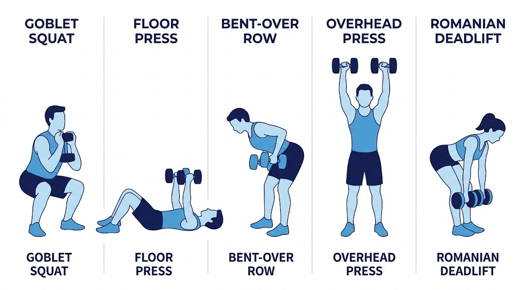 5 compound dumbbell movements full body workout beginners